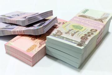 Money background ,Thai currency on White background
