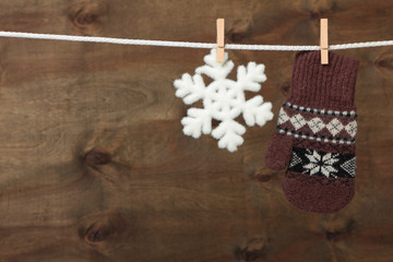 Mitten with snowflake