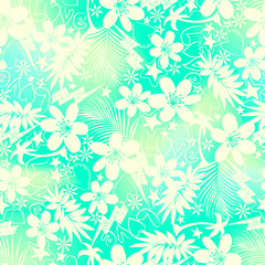 Tropical floral with love seamless pattern
