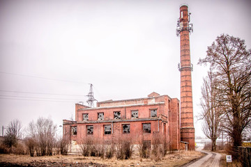 Deserted old brick power plant in Poland - obrazy, fototapety, plakaty
