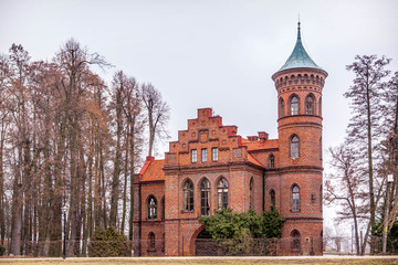 Old neogothic palace in Poland - 128733064