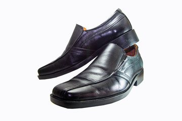 Leather men's shoes on white background