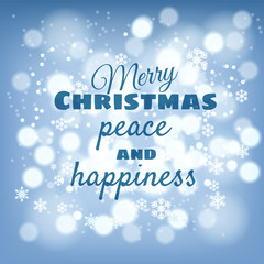 Naklejka na ściany i meble Greeting card with Christmas and New Year, falling snow, vector illustration