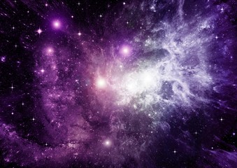 Stars, dust and gas nebula in a far galaxy