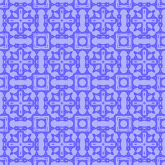 Blue Ornamental Seamless Line Pattern. Endless Texture. Oriental Geometric Ornament