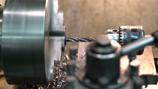 metal blank machining process on lathe