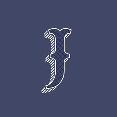 J letter logo in retro money style with line pattern.