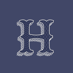 H letter logo in retro money style with line pattern.