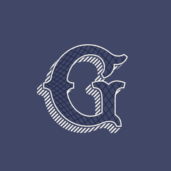 G letter logo in retro money style with line pattern.