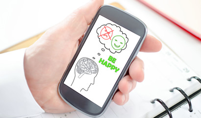 Happy thoughts concept on a smartphone