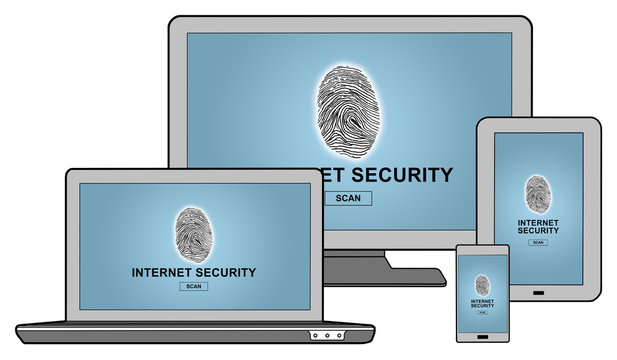 Internet security concept on different devices