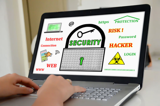 Data security concept on a laptop screen
