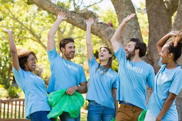 Group of volunteer having fun