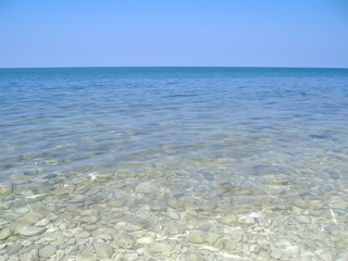 Minimalist seascape with sea and blue sky