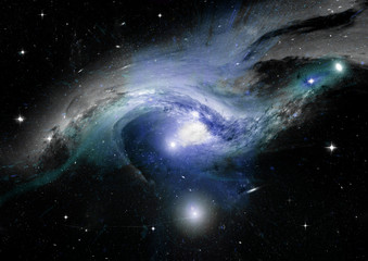 Fototapeta premium Stars, dust and gas nebula in a far galaxy