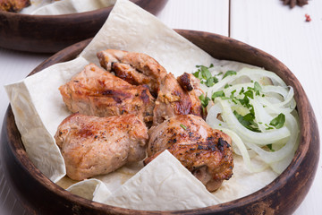 Grilled kebab meat