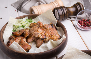 Grilled kebab meat