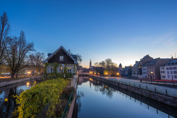 Fototapeta na wymiar Strasbourg, medieval bridge Ponts Couverts is located in the historic district 