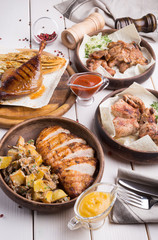 Different sorts of grilled meat