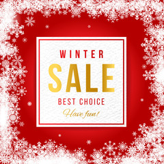 Sale banner with snowflakes