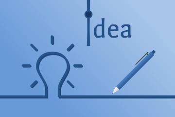 pen, light bulb, and idea