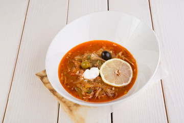 Russian solyanka soup