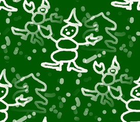 abstract seamless drawn baby snowman in gloves and boots, hats and Christmas trees, snowabstract seamless drawn baby snowman in gloves and boots, hats and Christmas trees, snow