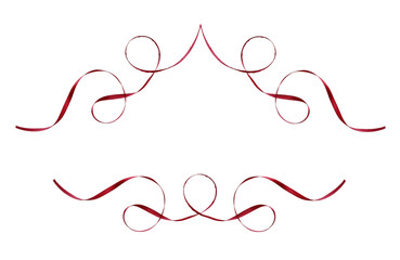 Set of red silk ribbon vignettes