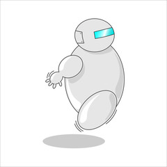 Cartoon robot character in motion. Vector EPS 10