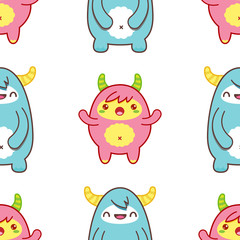 Fototapeta premium Seamless pattern with cute yeti. Vector illustration