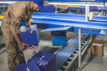 Man packing oranges in boxes