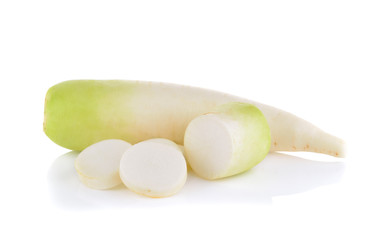 white radish on white background