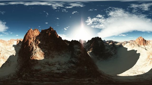 aerial panorama of canyon at sunset. made with the one VR 360 degree lense camera without any seams. ready for virtual reality 360