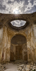 roofless and ruined church