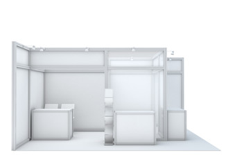 Trade show booth. 3d render isolated on white background