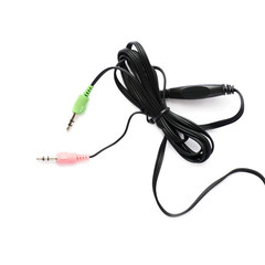 Headphones volume control, Headphone jack and a microphone jack isolated over white background