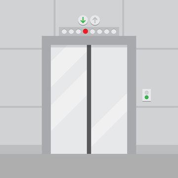elevator with closed door vector illustration