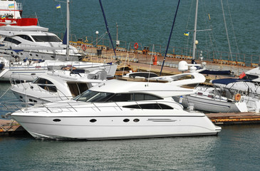 Fototapeta premium Motor yacht in jetty