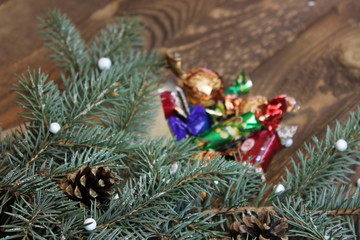 Bag of sweets and Christmas tree