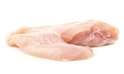 Raw chicken fillet isolated over white background