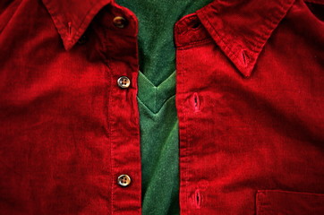 red shirt and green t-shirt for Christmas day