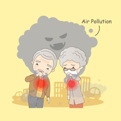  old couple with air pollution