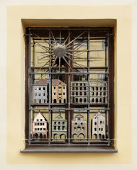 decorated window in Cesky Kromlov, Czech