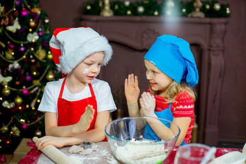 children baking christmas cookies