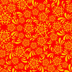 Vector traditional russian folk khokhloma seamless pattern