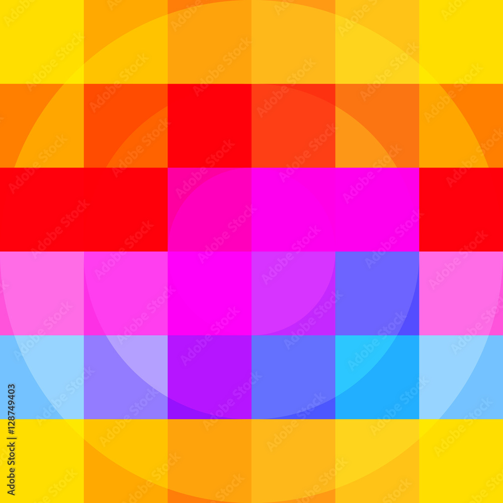 Poster abstract colorful mosaic background - vector. pixel pattern with circle in middle