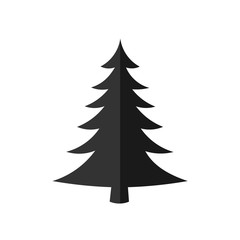 Obraz premium Christmas tree, vector illustration. Green silhouette decoration sign, isolated on white background. Flat design. Symbol of holiday, Christmas, New Year celebration.