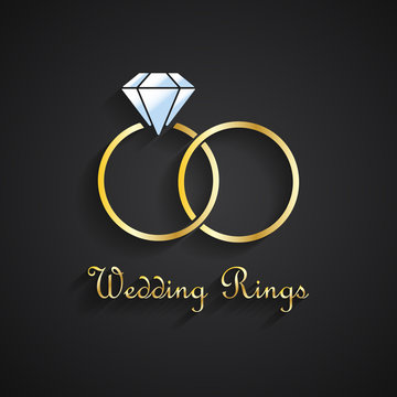 Vector illustration of two gold wedding rings