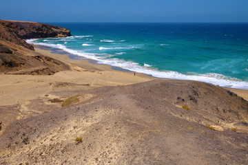 Beach Playa de La Pared on the Canary island Fuerteventura, Spain.