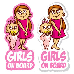 Girls on Board Sticker Set